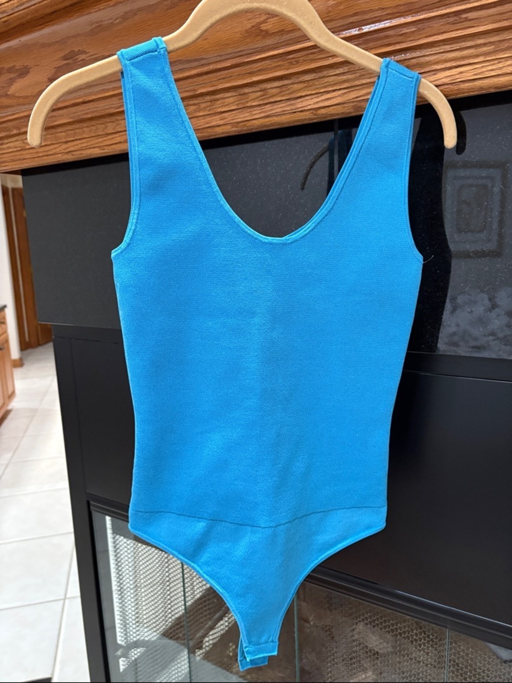 NWOT A.L.C. turquoise blue Sleeveless tank thong Bodysuit bodycon stretch XS